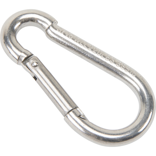 Stainless Steel Snap Hook, 220 lbs (0.11 tons) Working Load Limit, 3/16" Size, 5/16" Eye Haskins Industrial Inc.