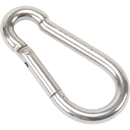Mousqueton en acier inoxydable, 500 lb (0,25 tonne) Charge d'utilisation max., 5/16" Taille, 1/2" Oeil Haskins Industrial Inc.