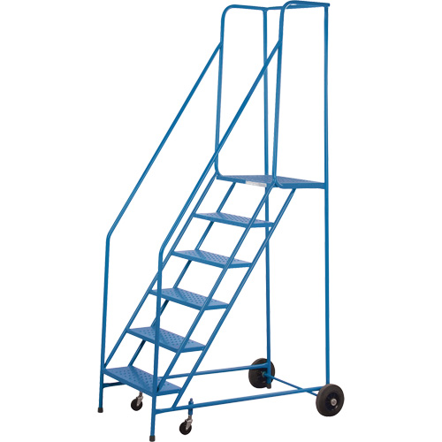 CSA-Certified Rolling Step Ladder, 6 Steps, 22" Step Width, 55" Platform Height, Steel Haskins Industrial Inc.