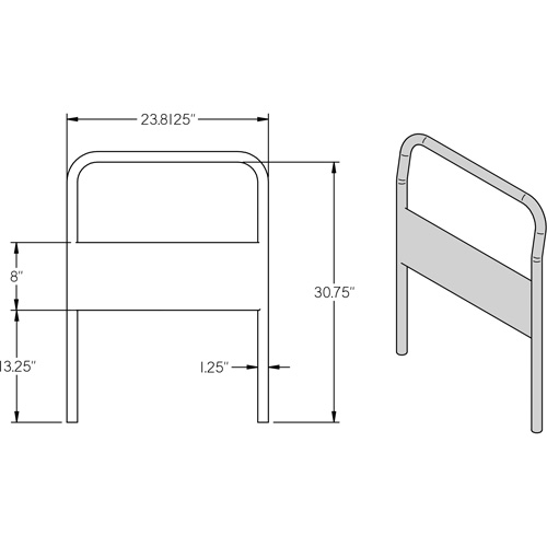 Poign&eacute;e chrom&eacute;e de 24" pour chariot &agrave; plateforme Haskins Industrial Inc.