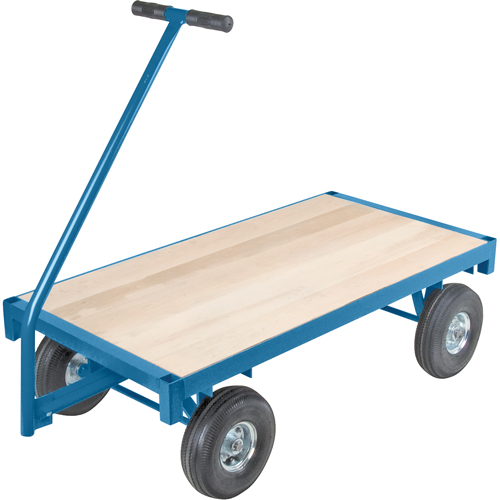 Ergonomic Platform Wagon Trucks, 24" W x 48" L, 45" Handle, 1000 lbs. Capacity, 10" Wheel Dia., Pneumatic Wheels Haskins Industrial Inc.