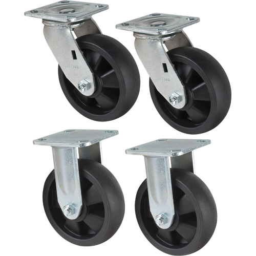 Jeu de roulettes, Fixe/Pivotant, 6" (152,4 mm), Nylon, 2400 lb (1089 kg) Haskins Industrial Inc.