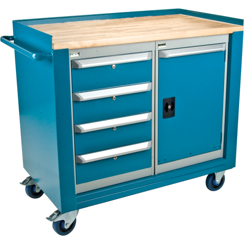 Industrial Duty Mobile Service Workbenches, Wood Surface Haskins Industrial Inc.
