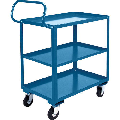 Chariot ergonomique &agrave; tablettes, 800 lb Capacit&eacute;, Acier, 26" la x 37" ha x 38" p, Bordure vers le haut Haskins Industrial Inc.