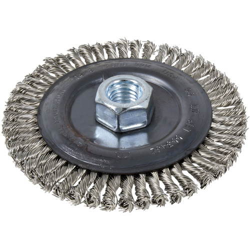 Stringer Bead Brush, 5" Dia., 0.022" Fill, 5/8"-11 Arbor, Stainless Steel Haskins Industrial Inc.