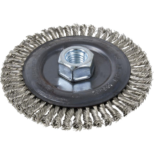 Stringer Bead Brush, 4" Dia., 0.022" Fill, 5/8"-11 Arbor, Stainless Steel Haskins Industrial Inc.