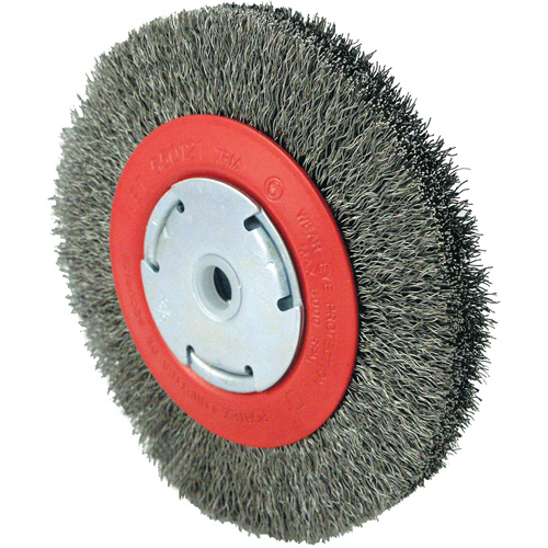 Brosse &agrave; fils cr&ecirc;p&eacute;s 101F-2M, 6" dia., Fils 0,014", Arbre 1/2" - 2" Haskins Industrial Inc.