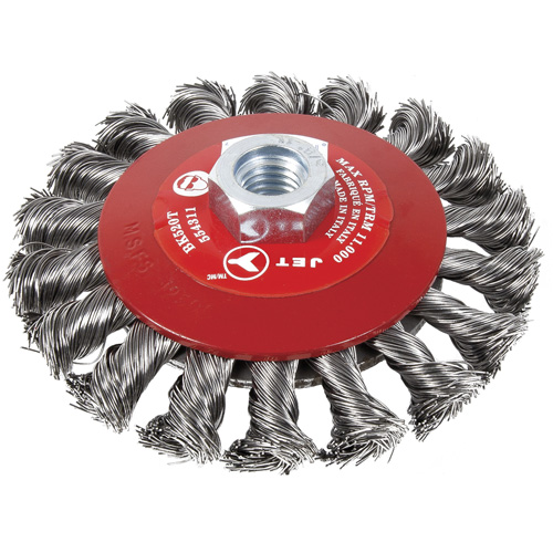 BK520T Knot-Twisted Conical Bevel Brush, 5" Dia., 5/8-11 Arbor Haskins Industrial Inc.
