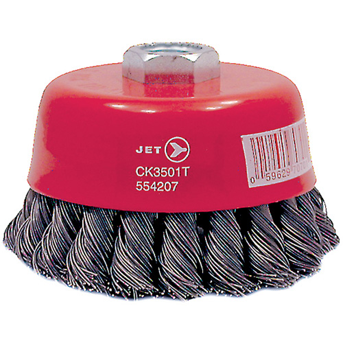 CK3501T High Performance Knot Twisted Cup Brush, 3-1/2" Dia., 0.02" Fill, 5/8"-11 Arbor, Steel Haskins Industrial Inc.