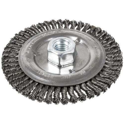 Stringer Bead Brush, 6" Dia., 0.022" Fill, 5/8"-11 Arbor, Steel Haskins Industrial Inc.