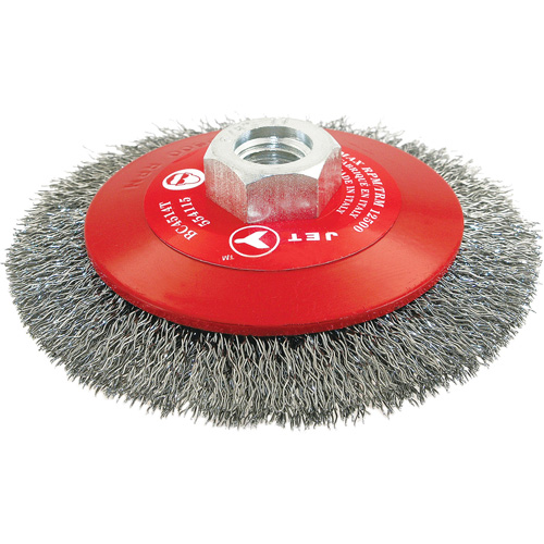 Brosse conique biseaut&eacute;e &agrave; fils sertis, haute performance, Dia. 4-1/2", Fils 0,014", Arbre 5/8"-11, Acier Haskins Industrial Inc.