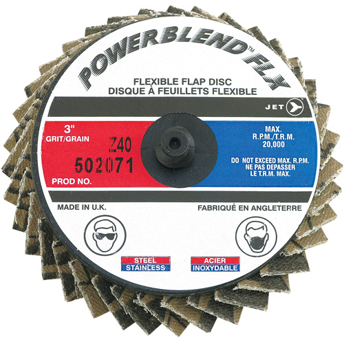 Disque &agrave; lamelles &agrave; rouler Powerblend FLX, 3" x Type R, Grain Z40, Alumine de zirconium Haskins Industrial Inc.