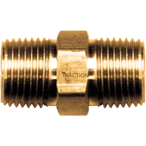 Hex Nipple, Brass, 3/8" x 1/4", NPT x NPT Haskins Industrial Inc.