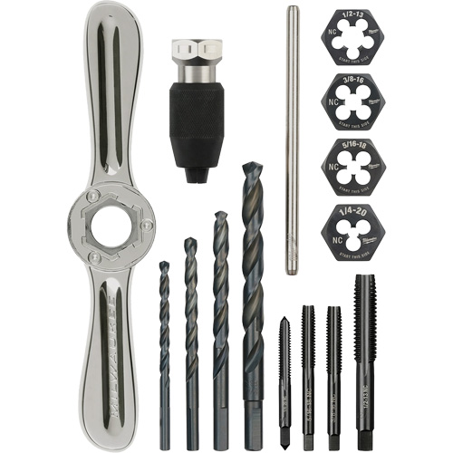 Tap and Die Set with Hex-Lok 2-in-1 Handle, 15 Pieces Haskins Industrial Inc.