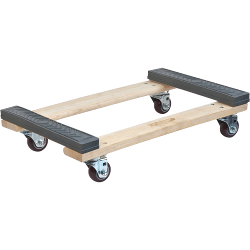 Rubber Ends Hardwood Dolly, Wood Frame, 18" W x 24" D x 7" H, 900 lbs. Capacity Haskins Industrial Inc.