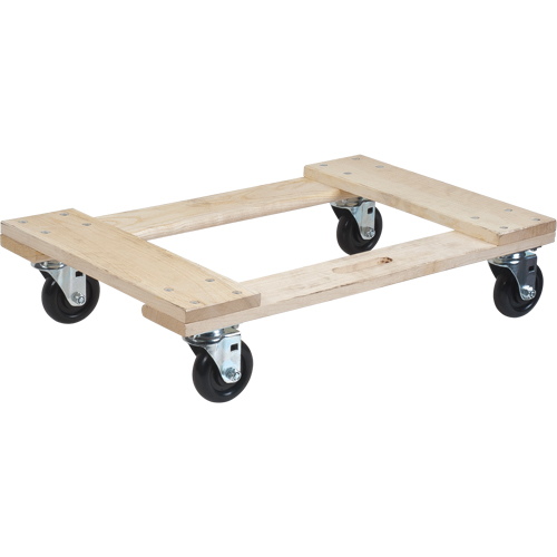 Hardwood Dolly, Polyolefin Wheels, 900 lbs. Capacity, 18" W x 24" D x 7" H Haskins Industrial Inc.