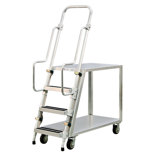Aluminum Stock Picking Ladder Cart, Aluminum, 22" W x 51-1/2" D, 2 Shelves, 800 lbs. Capacity Haskins Industrial Inc.
