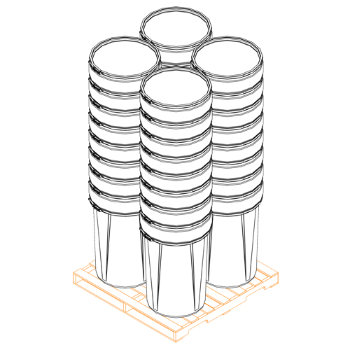 Baril emboîtable en poly&eacute;thyl&egrave;ne, 55 gal. US (45 gal. imp.), Dessus ouvert, Jaune Haskins Industrial Inc.