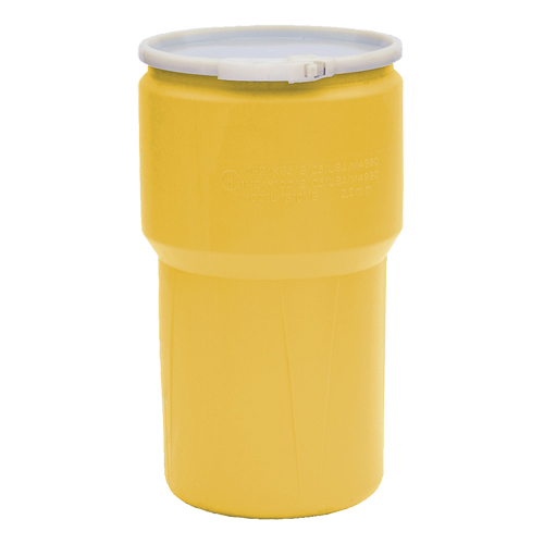 Baril emboîtable en poly&eacute;thyl&egrave;ne, 14 gal. US (11,7 gal. imp.), Dessus ouvert, Jaune Haskins Industrial Inc.