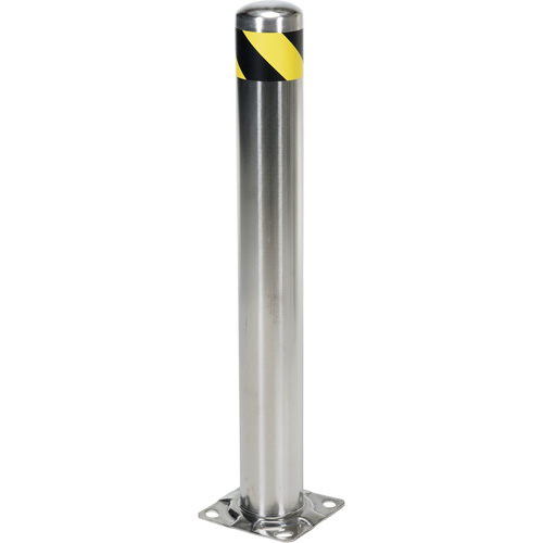 Safety Bollard, Stainless Steel, 36" H x 8" W, Silver Haskins Industrial Inc.