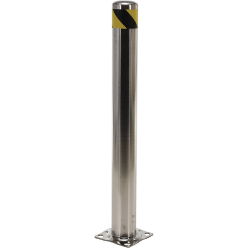 Safety Bollard, Stainless Steel, 42" H x 8" W, Silver Haskins Industrial Inc.