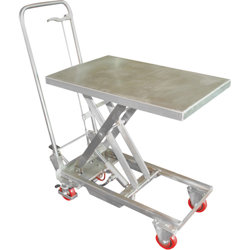 Manual Hydraulic Scissor Lift Table, 27-1/2" L x 17-3/4" W, Stainless Steel, 200 lbs. Capacity Haskins Industrial Inc.