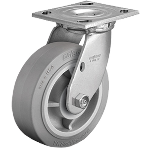 Plate Caster, Swivel, 4" (101.6 mm), Rubber, 225 lbs. (102 kg.) Haskins Industrial Inc.