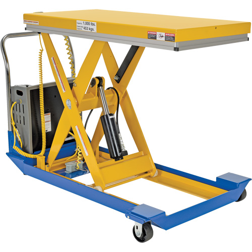 DC Powered & Manual Scissor Lift Table, Steel, 48" L x 24" W, 1000 lbs. Capacity Haskins Industrial Inc.