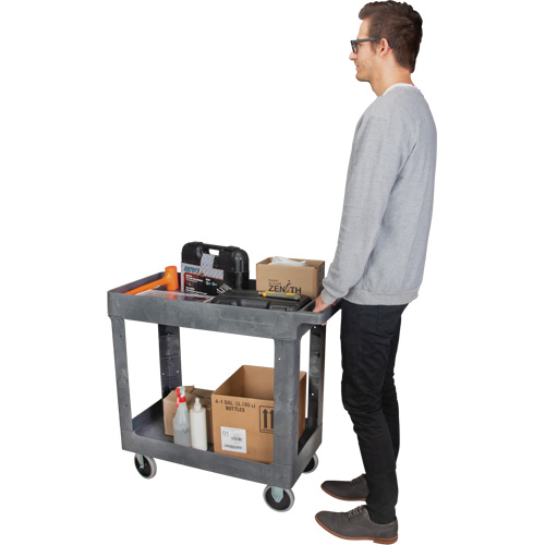 Chariot utilitaire pour l'entretien, 2 tiers, 16-1/2" x 32-1/2" x 34-1/2", Capacit&eacute; 550 lb Haskins Industrial Inc.