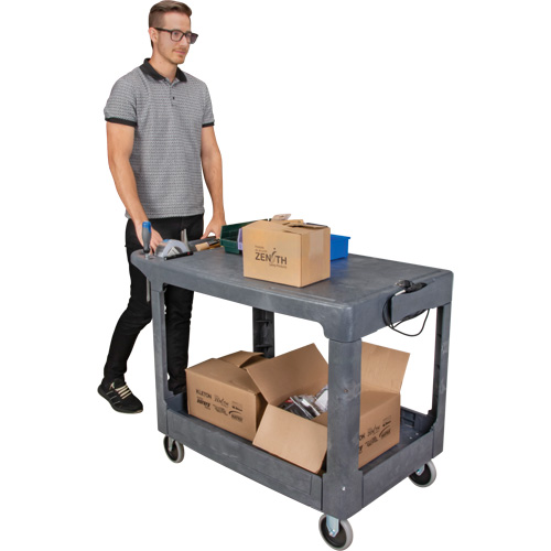 Flat-Shelf Utility Service Cart, 2 Tiers, 25-1/4" x 32-1/4" x 44", 550 lbs. Capacity Haskins Industrial Inc.