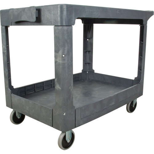 Flat-Shelf Utility Service Cart, 2 Tiers, 25-1/4" x 32-1/4" x 44", 550 lbs. Capacity Haskins Industrial Inc.