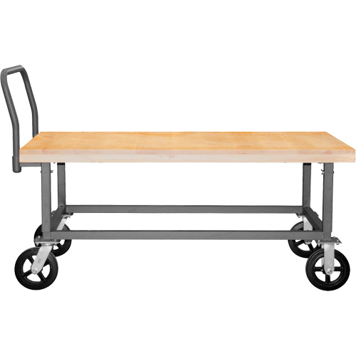 Adjustable Wood Deck Platform Truck, 48" L x 24" W, 1800 lbs. Capacity, Mold-on Rubber Casters Haskins Industrial Inc.