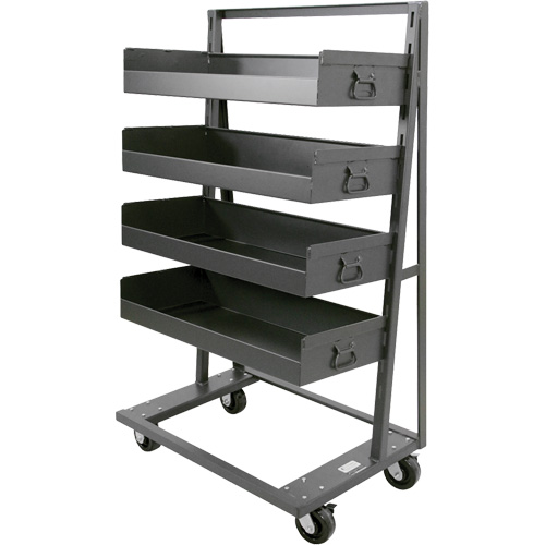 Single-Sided Heavy Duty A-Frame Cart with 4 Large Lipped Trays, 38" x 25" x 63", 2500 lbs. Capacity Haskins Industrial Inc.