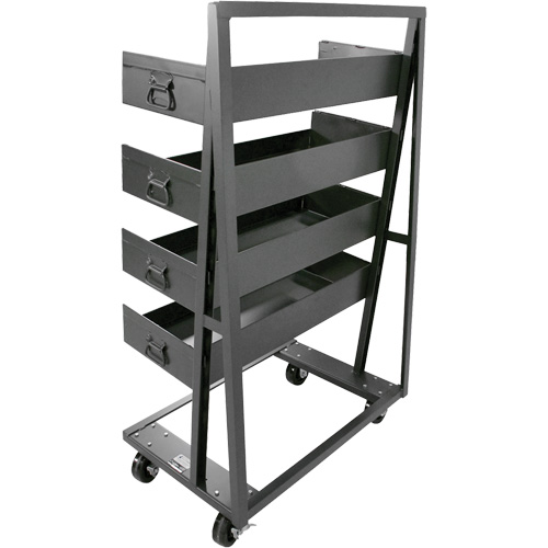 Single-Sided Heavy Duty A-Frame Cart with 4 Large Lipped Trays, 38" x 25" x 63", 2500 lbs. Capacity Haskins Industrial Inc.