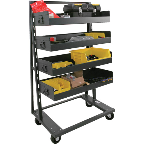 Single-Sided Heavy Duty A-Frame Cart with 4 Large Lipped Trays, 38" x 25" x 63", 2500 lbs. Capacity Haskins Industrial Inc.