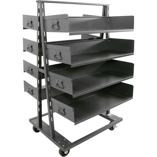 Double-Sided Heavy Duty A-Frame Cart with 8 Large Trays, 38" x 30" x 63", 2500 lbs. Capacity Haskins Industrial Inc.