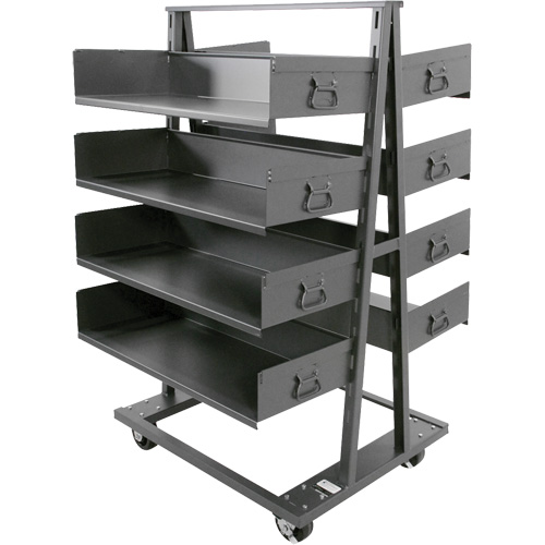 Double-Sided Heavy Duty A-Frame Cart with 8 Large Trays, 38" x 30" x 63", 2500 lbs. Capacity Haskins Industrial Inc.