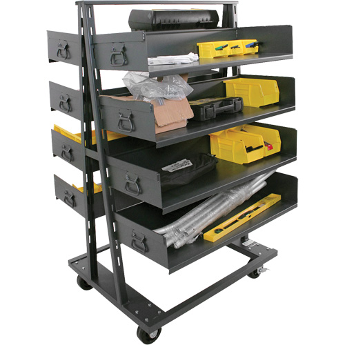 Double-Sided Heavy Duty A-Frame Cart with 8 Large Trays, 38" x 30" x 63", 2500 lbs. Capacity Haskins Industrial Inc.