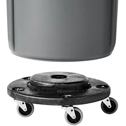 Brute&reg; Dolly, Polyethylene, Black, Fits: 20 - 55 US Gal. Haskins Industrial Inc.