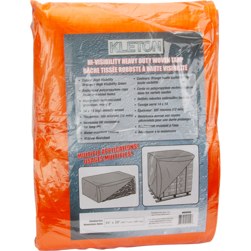 High-Visibility Heavy-Duty Woven Tarp, Polyethylene, Green/Orange, 16' x 20' x 12 mils Haskins Industrial Inc.
