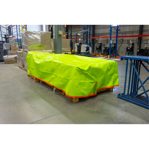 High-Visibility Heavy-Duty Woven Tarp, Polyethylene, Green/Orange, 16' x 20' x 12 mils Haskins Industrial Inc.