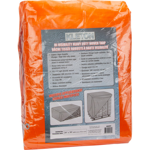 High-Visibility Heavy-Duty Woven Tarp, Polyethylene, Green/Orange, 20' x 30' x 12 mils Haskins Industrial Inc.
