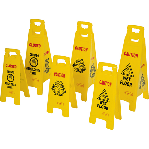 Wet Floor Safety Signs, Quadrilingual with Pictogram Haskins Industrial Inc.