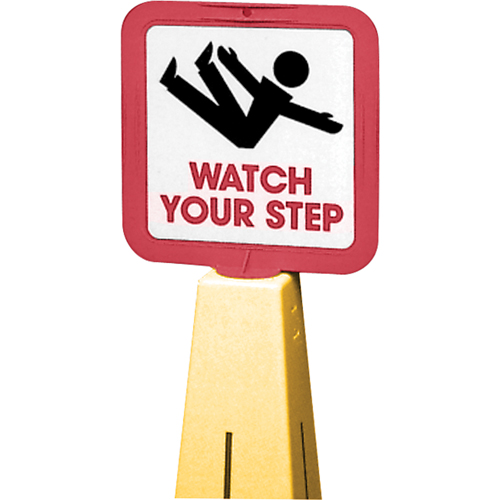 "Watch Your Step" Traffic Cone Message Label, Adhesive, English with Pictogram Haskins Industrial Inc.
