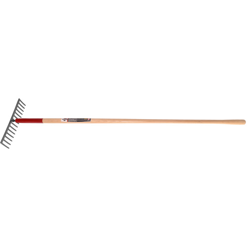 Level Rake, Wood Handle, 14-3/4" W, Tempered Steel Blade, 16 Tines Haskins Industrial Inc.
