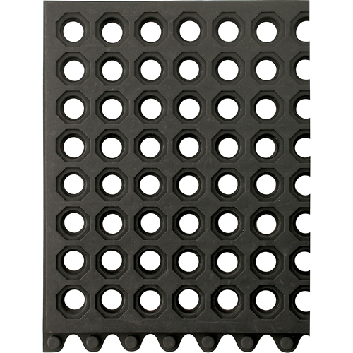 24/Seven&reg; Matting, Rubber, 3' W x 3' L, 5/8" Thick, Black Haskins Industrial Inc.