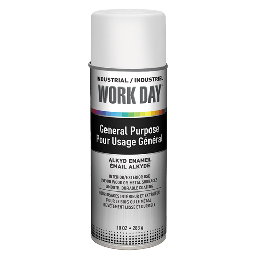 Peinture industrielle Work Day, Blanc, Tr&egrave;s mat, 10 oz, Canette a&eacute;rosol Haskins Industrial Inc.