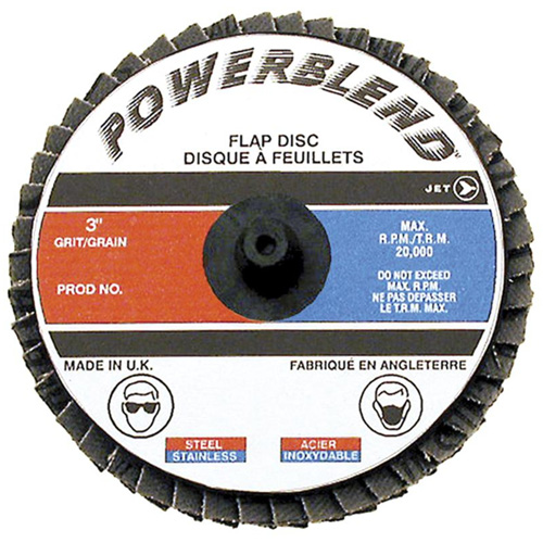 Disque &agrave; lamelles &agrave; rouler POWERBLEND, 2" x Type R, Grain Z120, Alumine de zirconium Haskins Industrial Inc.