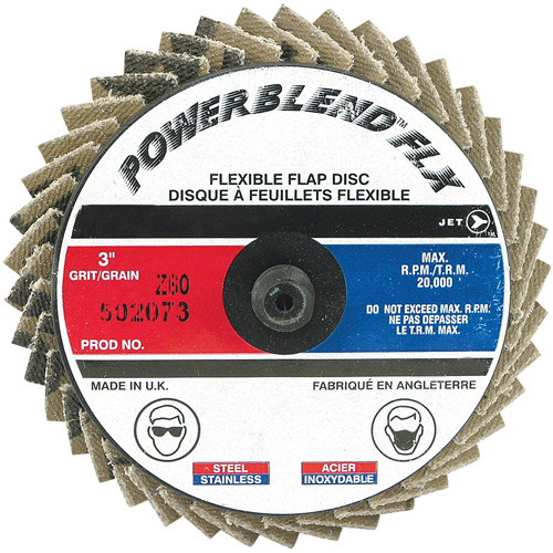 Disque &agrave; lamelles &agrave; rouler Powerblend FLX, 3" x Grain 60, Alumine de zirconium Haskins Industrial Inc.