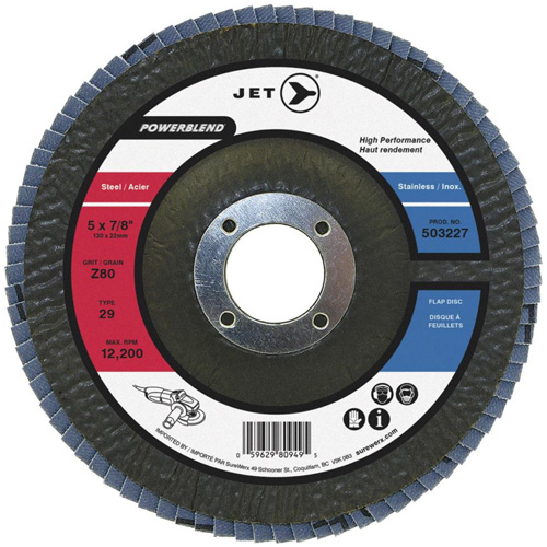 POWERBLEND Flap Disc, 4-1/2" x 7/8", Type 29, Z80 Grit, Zirconia Alumina Haskins Industrial Inc.